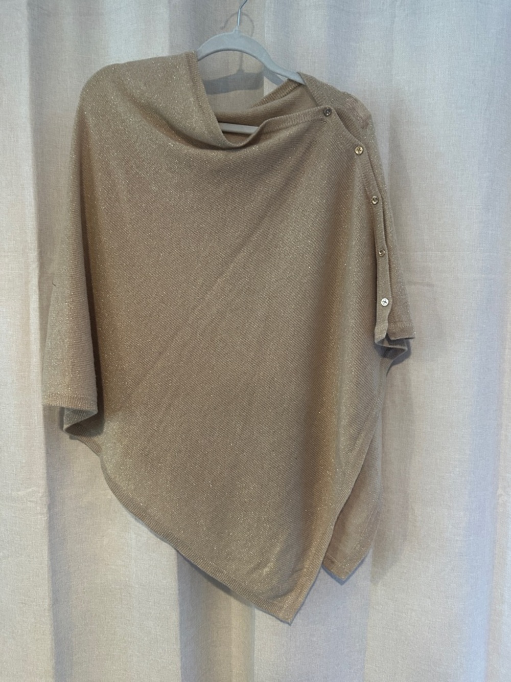 Lilly Pulitzer Taupe Metallic Button-Trim Poncho
